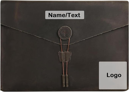 Genuine Leather Envelope Document Holder， Leather File Folder Organizer，Envelope Document Holder for Men&Women, Personalized Folio Laptop Sleeve Case for 15" Laptops, Tablets