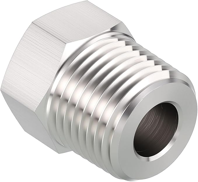 Pack of 1, 1/2" Male NPT to 1/4" FeMale NPT Solid 304 Stainless Steel Hex Bushing, Hose Fittings Adapter Reducer for Pipe Leak Repair, Bathroom Remodeling, Tool Extensions