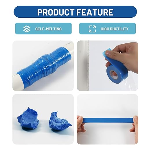 2-Pack Blue Silicone Tape (20 Ft Total) - Flexible Grip Tape for Sport Rackets & Fishing Rods - Leak Seal Repair for Irrigation Pipes - Easy-Peel Liner, 1 Inch x 10 Feet