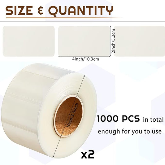 Zonon 1000 Pcs Label Protector Back to School Clear Labels Stickers Wafer Seals Waterproof Labels Library Supplies for Protecting Barcodes, Numbers and Stickers (4.06 x 2.05 Inch,Rectangle)