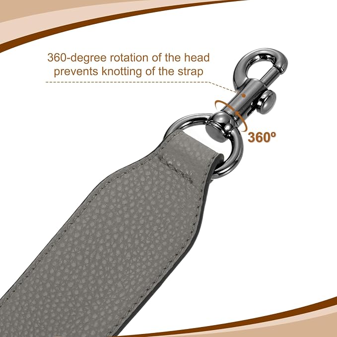 uxcell 22.83 Inch PU Leather Short Bag Strap with Clasp, Purse Handles Handbags Replacement Straps for Clutch Bag Crossbody Underarm Bags, Grey, Metallic Black Buckle