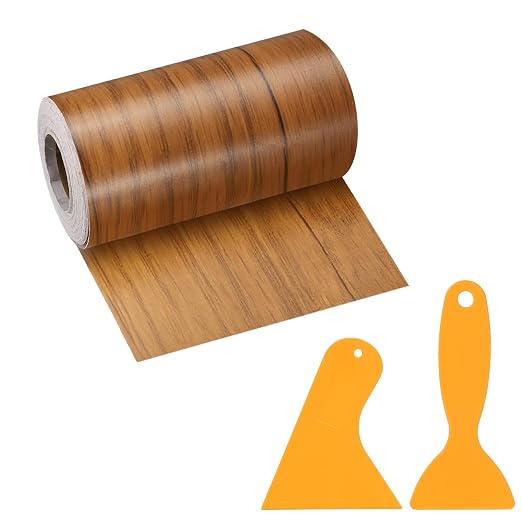PATIKIL Wood Grain Repair Tape, 4" x 33' Self Adhesive Realistic Wood Tape with Scraper Durable Repair Patch for Furniture Floor Window Door Table DIY Home Decor, Ash-Tone Grain