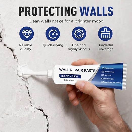 Efficient Drywall Repair Kit with Scraper, 2026 New Quick Drying Wall Mending Agent for Holes & Cracks, White Spackle Wall Repair Paste Drywall Patch Repair Kit for DIY Home Fix (1 Pcs)