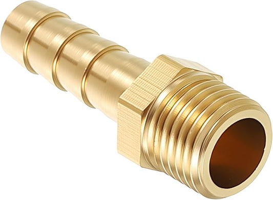 Pack of 1 Brass Hose Barb Fittings Adapter Connector 6mm Hose Barb to M10x1 Male Fittings for Home Machines, Massage Bathtubs, and Irrigation Systems