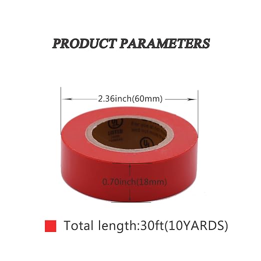 Electrical Tape Red 6 Pack 3/4-Inch by 30 Feet, Voltage Level 600V Dustproof, Adhesive for General Home Vehicle Auto Car Power Circuit Wiring Red