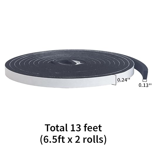 High Density Foam Tape - 1/4'' x 1/8'' x 13Ft Weatherproof Adhesive Prevent Condensation Heat Resistant Flame Retardant Weather Stripping Easy to Cut & Install & Remove for Car Doors Pipes Windows