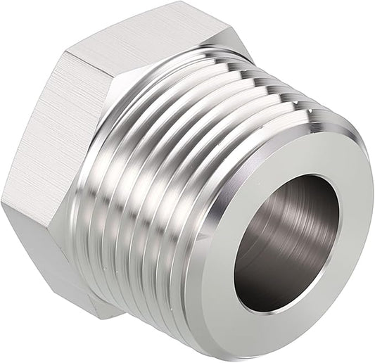 Pack of 1, 1" Male NPT to 1/2" FeMale NPT Solid 304 Stainless Steel Hex Bushing, Hose Fittings Adapter Reducer for Pipe Leak Repair, Bathroom Remodeling, Tool Extensions