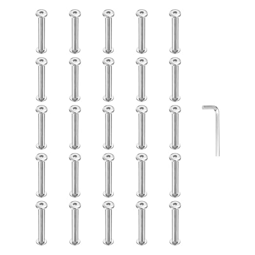 PATIKIL M4x4mm Hex Chicago Screws 5x35mm, 20Pcs 304 Stainless Steel Metric Hex Drive Socket Cap Binding Post Screw Posts for Scrapbook Leather Belt Album Furniture Repair, Silver