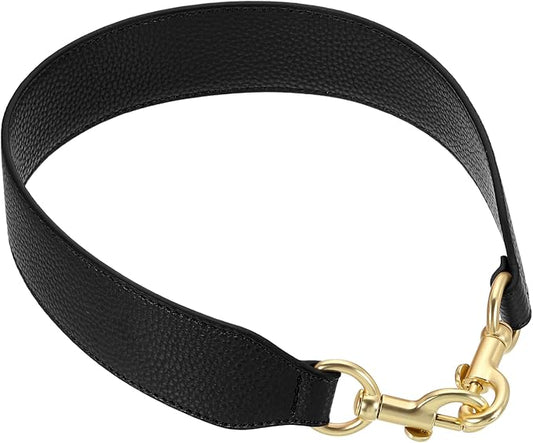 uxcell 22.83 Inch PU Leather Short Bag Strap with Clasp, Purse Handles Handbags Replacement Straps for Clutch Bag Crossbody Underarm Bags, Black, Light Gold Buckle