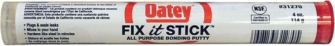 Oatey 31270 Fix-It Multi-Purpose Epoxy Putty, 4 Oz, Box, Beige, Sulfurous, Solid, Gray