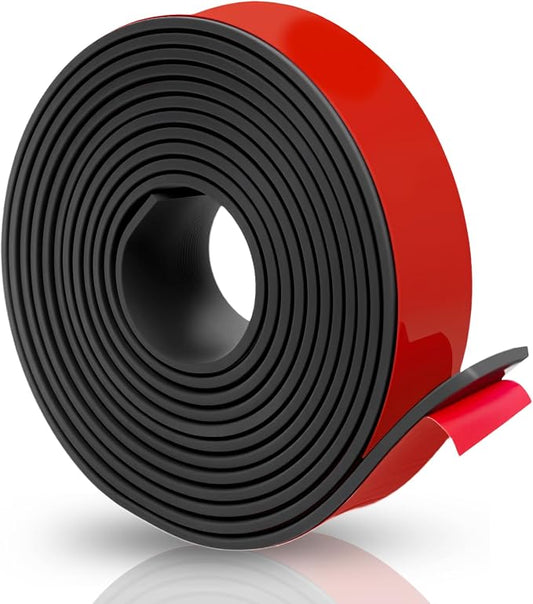 Adhesive Solid Rubber Strips - 1" Wide x 1/8" Thick x 120" Long, Black Neoprene Rubber Gasket Strip Roll for DIY Seal, Weather Striping,Liner,Cushion & Craft