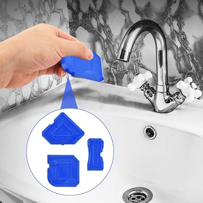 Silicone Caulking Tool, 3 in 1 Caulking Remover Glazing Compound Finishing Tool with 5 Replacement Silicone Scraper Pads, Grout Scraper Kit for Bathroom, Kitchen, Floor, Window, Sink Joint