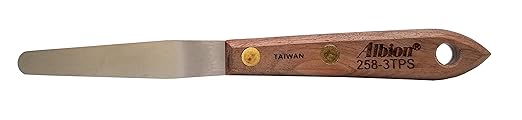 Albion Engineering Company 258-3TPS Classic Tapered Spatula, Stainless Steel, Hardwood Handle, 3/8" Wide Tapered Tip x 3" Long Blade