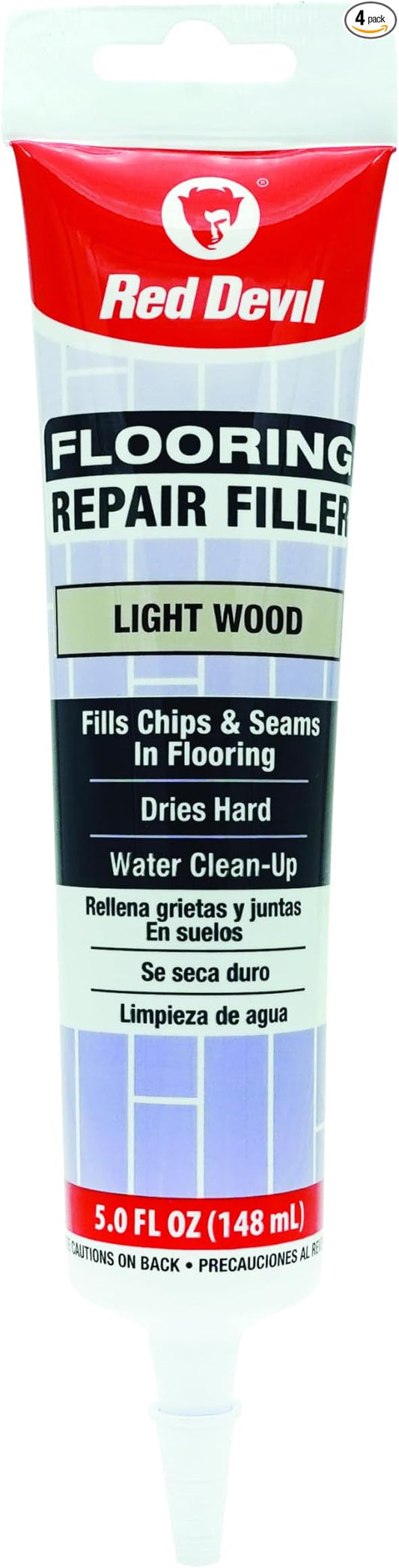 Red Devil 056020 Flooring Repair Filler, 5 oz., Light Wood, 4 Pack
