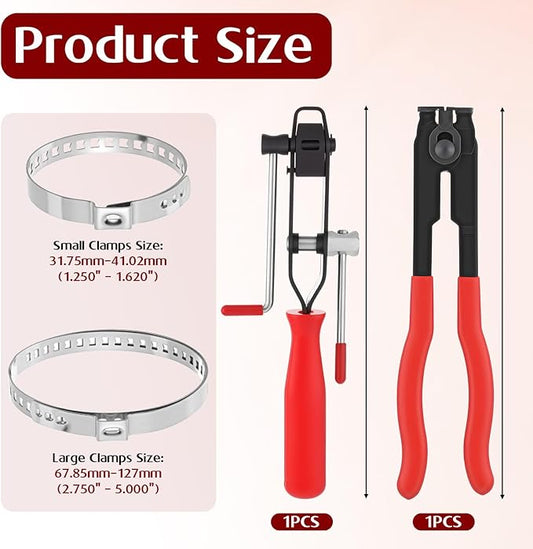 CV Joint Banding Boot Axle Clamp Pliers with 10 PCS Stainless Steel CV Joint Boot Band Clamps Automotive Boots Clamp Pliers Axle Boots Clamps for Most Cars