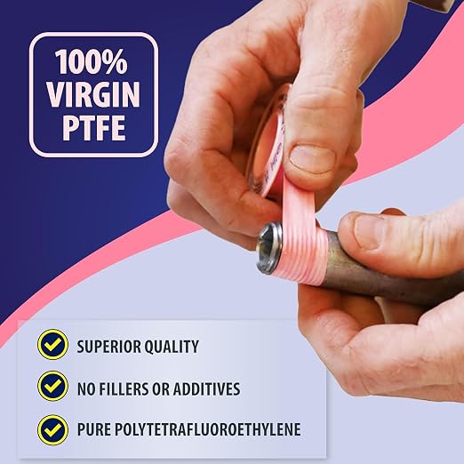 Gasoila Pink PTFE Thread Seal Tape – Professional-Grade, 1/2 Inch x 260 Inch, High-Density Thread Tape for Water Lines – Leak-Proof Seal, Non-Toxic (Pack of 24)