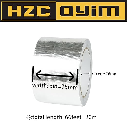 Aluminum Fiber Tape 3in x 66ft High Temperature Resistant Industrial Foil Sealant Tape Heat Resistant Suitable for Pipe/HVAC/Home Appliances/Metal Repair