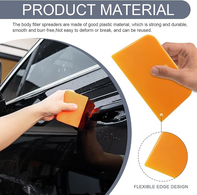 1 Set Body Filler Spreaders, Auto Plastic Putties Spreader Tool Includes Large, Medium and Small, Reusable Auto Film Application Tool for Body Fillers, Putties, Glazes, Caulks and Paint (3PCS)
