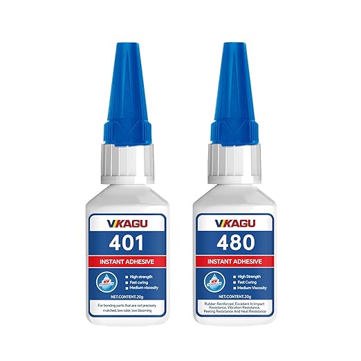 401 & 480 Super Glue Instant Adhesive 20g All-Purpose Strength & High Temp Resistance for Metal, Plastic, Rubber 2 Pack