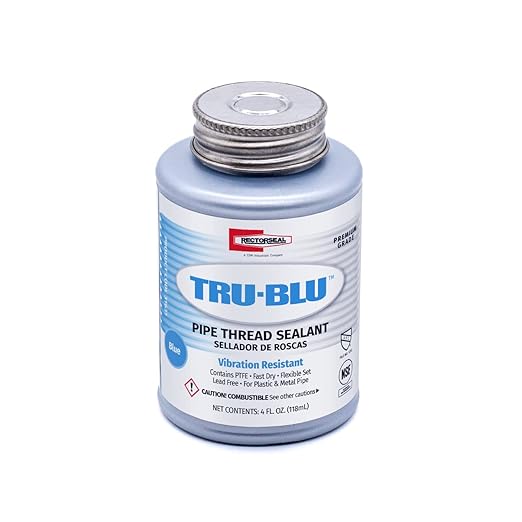 RectorSeal Tru-Blu 31631 Pipe Thread Sealant, Fast-Dry, PTFE Enriched, Plumbing, Designed for high Vibration environments and Thermal Expansion/Contraction, 1/4 Pint