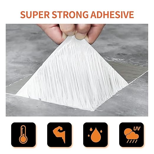 TAPEBEAR Butyl Tape Waterproof Sealant Tape 2inch x33feet, Aluminum Foil Duct Sealing Tape for RV Roof Repair, Boat and Pipe Sealing, Silicone, Glass & EDPM Roof Leak Patching, Silver