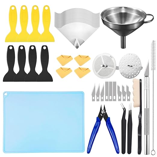 Anyman Resin 3D Printer Accessories Tool Kit Includes Stainless Steel Filter, Silicone pad, and Plastic Removal Tool for Cleaning, Basic Tools for Resin Transfer in 3D Printing