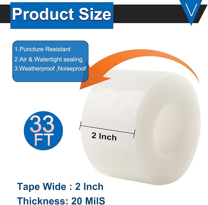 Window Insulation Tape for Winter Heavy Duty Weather Stripping Sealing Film Tape Draft Stopper 2 in x 105 Ft Keep Warm & Save Energy Easy Apply & Remove for Doors and Windows