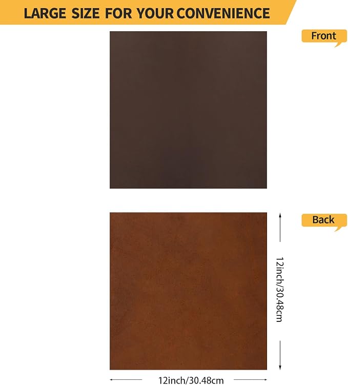 RingSun Genuine Leather Sheets for Crafts 12''X12'' Full Grain Leather Tooling Leather (2mm) Thick Cowhide Leather Pieces Square, Red Brown