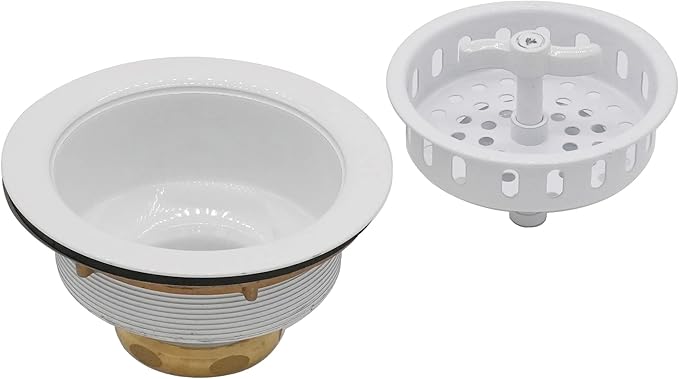 Westbrass A213-50 3-1/2" Wing Nut Twist Style Large Kitchen Sink Basket Strainer, Powder Coat White