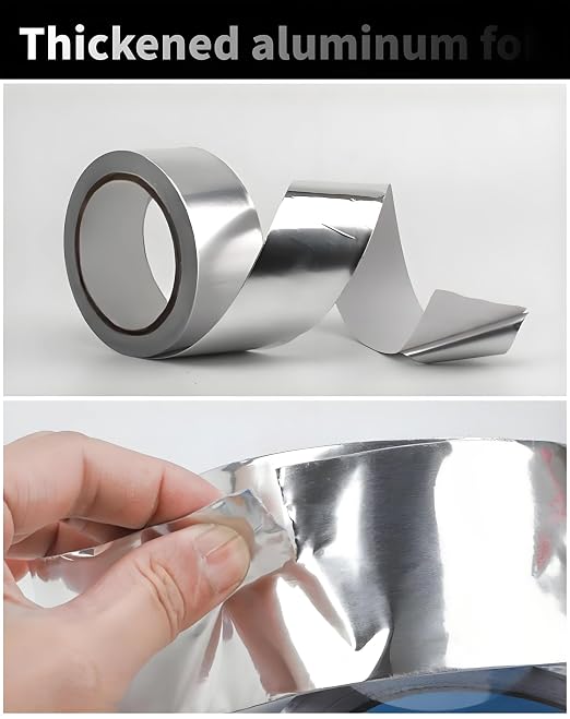 Aluminum Foil Tape 2" x 100' Silver, 4mil Thick, Heavy Duty, High Temp, HVAC Tape