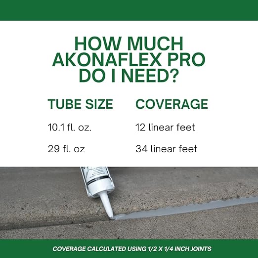 Akonaflex Pro Self-Leveling Expansion Joint Repair - Concrete Crack Filler, Self-Leveling Technology, Great for Driveways & Sidewalks, Caulk, Backer Rod Compatible, Seals Joints (29 Fluid Ounces)