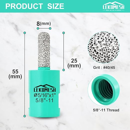 Diamond Mortar Raking Bit 5/16" x 1" (8mm x 25mm) Brickwork Joint Mortar Removal and Tuck Pointing for Old Mortar,Blown,Damaged Bricks or Natural Stone Removal 5/8"-11 Thread