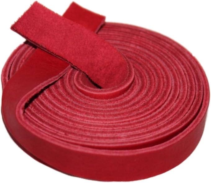 Leather Strap for Crafts & Jewelry | 72 Long × 5/8" Wide × 1/8" Thick (7-8oz) | Genuine Leather Strips for Crafts, Projects or Repairs - Red | 5-Pack