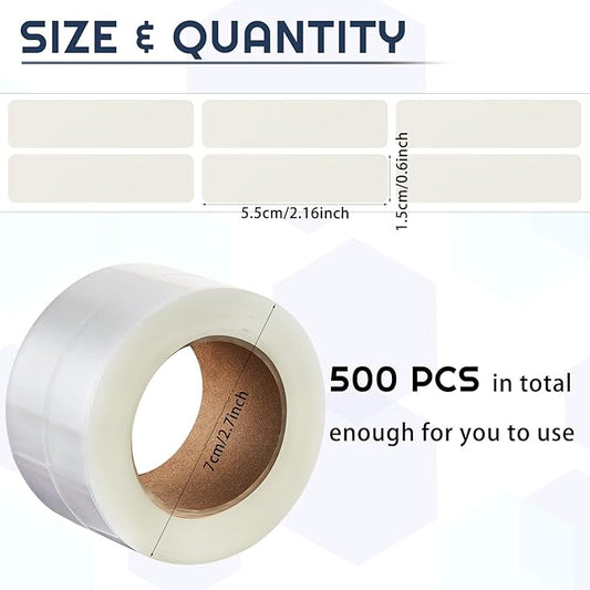 Zonon 500 Pcs Label Protector Back to School Clear Labels Stickers Wafer Seals Waterproof Labels Library Supplies for Protecting Barcodes, Numbers and Stickers (0.6 x 2.16 Inch,Rectangle)