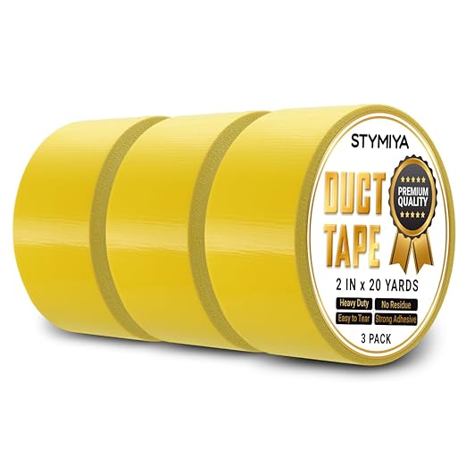 Yellow Duct Tape Heavy Duty: Wide Waterproof Outdoor Duck Furniture Repair Tape Bulk - Strong Adhesive Weather UV Resistant No-Residue Masking Tapes Patterns Variety Pack (3, Yellow)