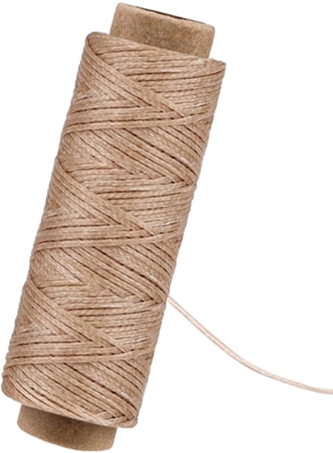 Leather Sewing Waxed, Dark Khaki Waxed Thread for Beginners Leather Craft DIY Supplies, Shoe Repairing, Jewelry Making (32.8Yards)