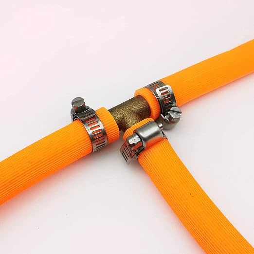 Da by 2 pcs 1/2" (13mm) Brass Tee Barb Fittings for 13mm ID Hose, 6 pcs Stainless Steel Pipe Clamps, 3 Way Union Intersection for Water/Fuel/Air(T)