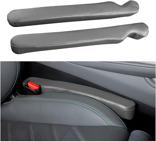 Car Seat Gap Filler, 2PCS Soft Foam Leather Vehicle Seat Crevice Blocker Stop Things from Dropping, Automotive No Drop Plug Guard Gap Stopper, Universal for Truck SUV RV (Gray)