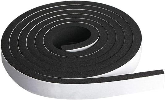 Neoprene Foam Strip Roll By Dualplex, 1" Wide x 10' Long x 1/4" Thick, Weather Seal High Density Stripping with Adhesive Backing – Weather Strip Roll Insulation Foam Strips