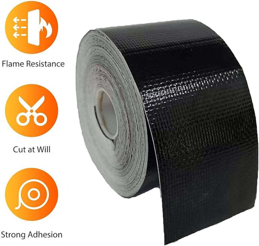 Xinhan (Gold,Silver,Black) Aluminum Foil Heat Shielding Tape High Temperature Heat Reflective Adhesive Backed Tape Compatible with Car Intake Pipe Engine Bay Hoses Wires Etc (Black, 2in x 50ft)