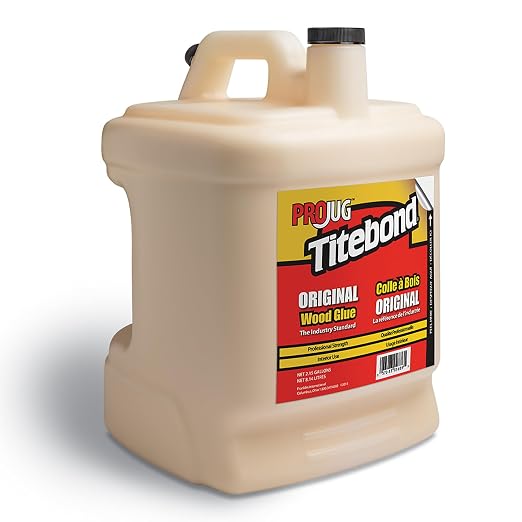 Titebond Original Wood Glue ProJug 2.15 Gal. – Professional-Grade Adhesive for Woodworking, Hardboard, Particleboard, Leather & Cloth, Great Sandability, Easy Water Cleanup – 50609