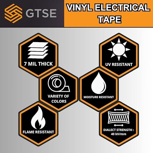 GTSE Mixed Colors Electrical Tape, 240-Pack – Waterproof, Industrial Grade Vinyl, 3/4 in x 66ft– Strong Self-Adhesive PVC Electric Tape for Wire Insulation, 7 Mil, 600V – UL/CSA Listed