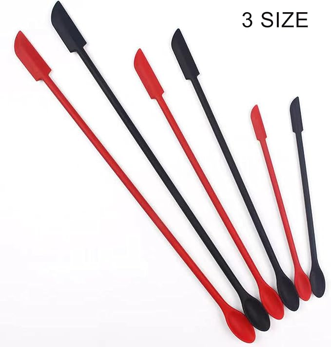 4 Pieces Mini Silicone Spatula Set, Small Rubber Spatula for Makeup, Thin Jar Scraper for Kitchen(4, BLACK)