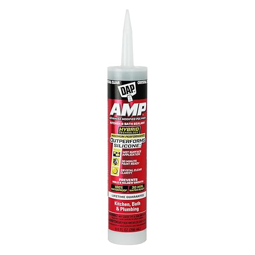 DAP AMP Kitchen and Bath Sealant, Clear, 9 Oz (7079800763)