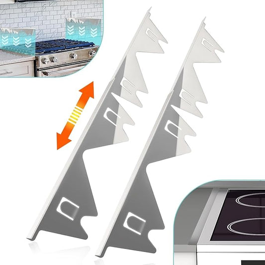 2Pcs Stainless Steel Stove Gap Covers,Adjustable Stove Gap Filler Easy Retractable Length 13.8" to 27.5", Seal Cover for Between Stove and Countertop Stove Gap Guards Range Trim Kit (SILVER)