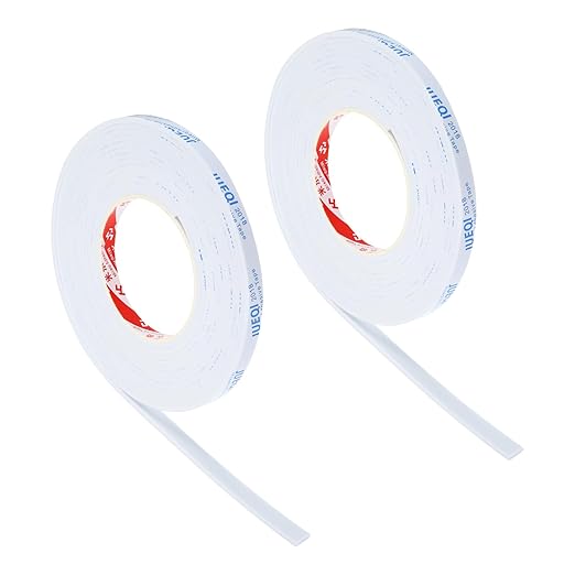 PATIKIL 3/8" W x 1/8" T x 16.4Ft EVA Single Sided Foam Tape, 2Pcs Multipurpose Sealing Strip Foam Waterproof Weather Stripping Foam Sealing Foam Strips with Adhesive for Door, White