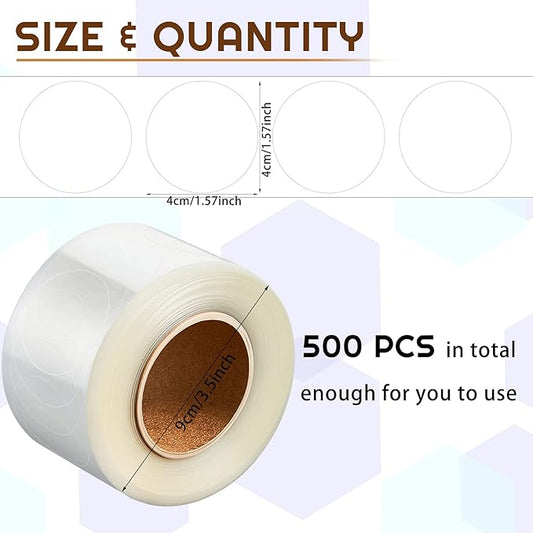Zonon 500 Pcs Label Protector Back to School Clear Labels Stickers Wafer Seals Waterproof Labels Library Supplies for Protecting Barcodes, Numbers and Stickers (1.57 Inches in Diameter,Round)