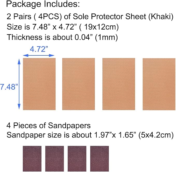 UNIKSTEP 4 Pieces Shoe Sole Protectors, Shoe Bottom and Heel Anti Slip Grip Pads, Self Adhesive Non Skid Noise Reduction Sticker (Khaki)