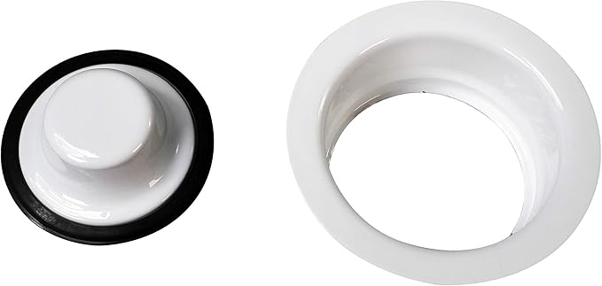 Westbrass D2089-50 4-1/4" Kitchen Sink Waste Disposal Drain Flange and Stopper, Powder Coat White