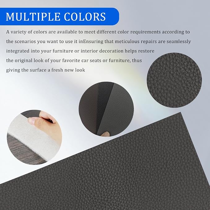 2PCS Leather Repair Patch Tape, Leather Repair Kits for Couches and Cars, Vinyl Repairs Patch, Car Waterproof Self Adhesive Leather Tape Repair Kit for Furniture Couches Chairs (Grey)